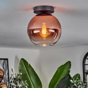 hofstein Plafonnier - Verre 20 cm Koyoto Clair, Cuivré, 1 lumière* Lampes En Verre
