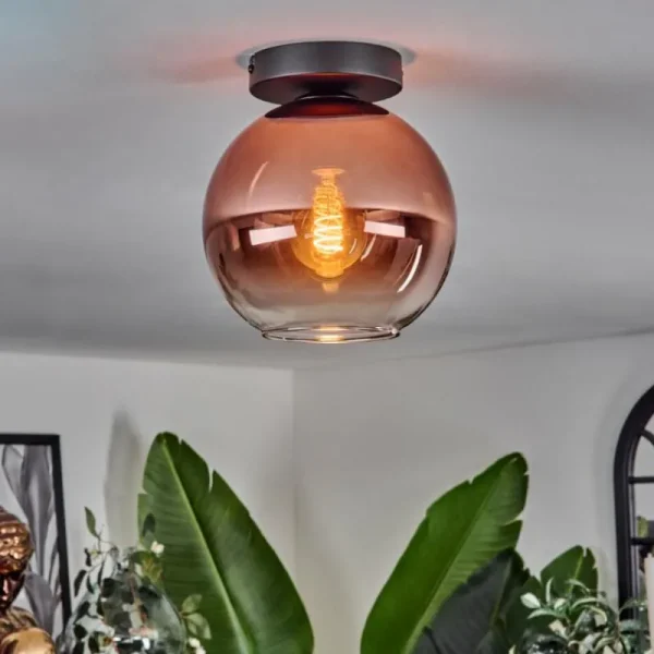 hofstein Plafonnier - Verre 20 cm Koyoto Clair, Cuivré, 1 lumière* Lampes En Verre