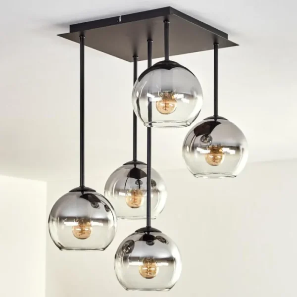 hofstein Plafonnier - Verre 15 cm Koyoto Clair, Fumé, 5 lumières* Lampes Modernes