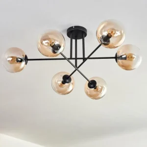 hofstein Plafonnier - Verre 15 cm Koyoto Ambre, Clair, 6 lumières* Lampes En Verre