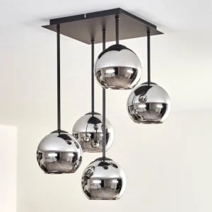 hofstein Plafonnier - Verre 15 cm Koyoto Chrome, 5 lumières* Lampes En Verre