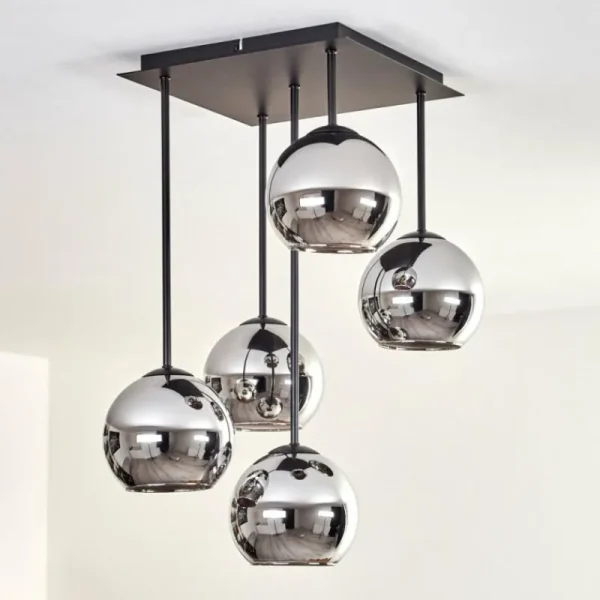 hofstein Plafonnier - Verre 15 cm Koyoto Chrome, 5 lumières* Lampes En Verre