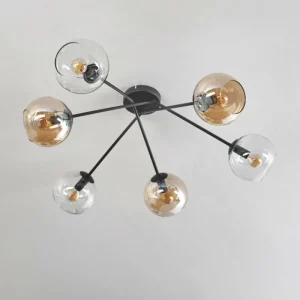 hofstein Plafonnier - Verre 15 cm Koyoto Ambre, Clair, 6 lumières* Lampes En Verre