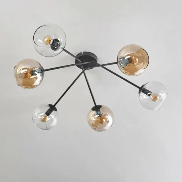 hofstein Plafonnier - Verre 15 cm Koyoto Ambre, Clair, 6 lumières* Lampes En Verre