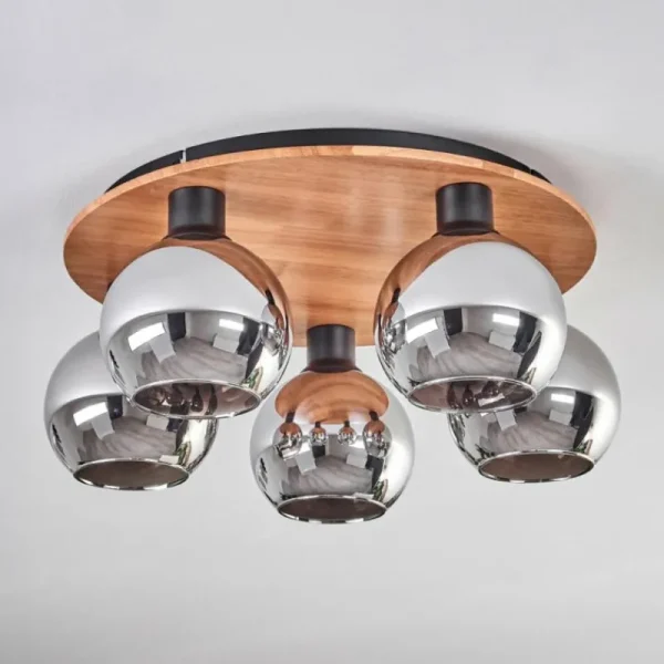 hofstein Plafonnier - Verre 15 cm Koyoto Écru, Noir, 5 lumières* Lampes Modernes