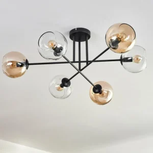 hofstein Plafonnier - Verre 15 cm Koyoto Ambre, Clair, 6 lumières* Lampes En Verre