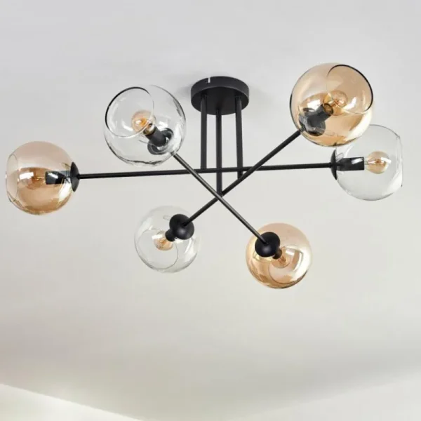 hofstein Plafonnier - Verre 15 cm Koyoto Ambre, Clair, 6 lumières* Lampes En Verre