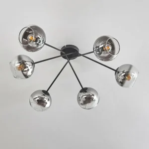 hofstein Plafonnier - Verre 15 cm Koyoto Chrome, Clair, 6 lumières* Lampes En Verre