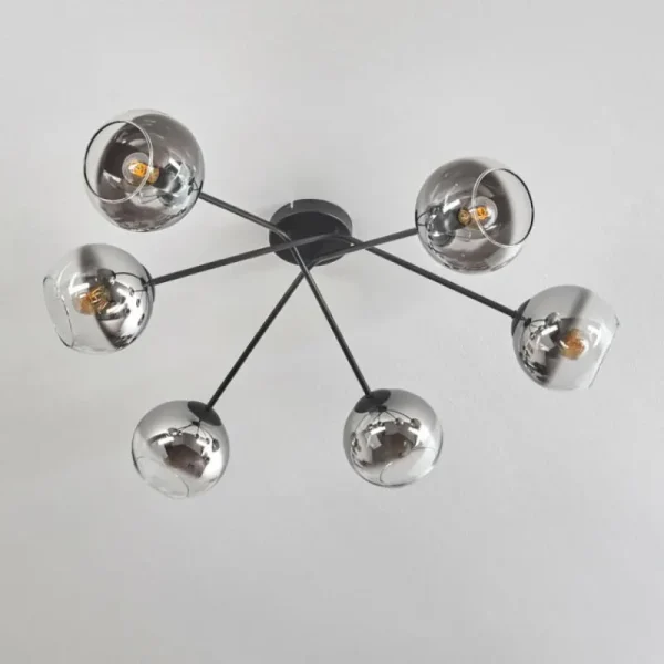 hofstein Plafonnier - Verre 15 cm Koyoto Chrome, Clair, 6 lumières* Lampes En Verre