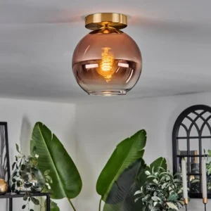 hofstein Plafonnier - Verre 20 cm Koyoto Or, Noir, 1 lumière* Lampes En Verre