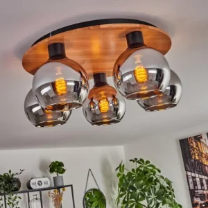 hofstein Plafonnier - Verre 15 cm Koyoto Écru, Noir, 5 lumières* Lampes Modernes