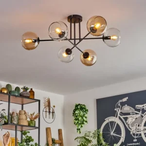hofstein Plafonnier - Verre 15 cm Koyoto Ambre, Clair, 6 lumières* Lampes En Verre