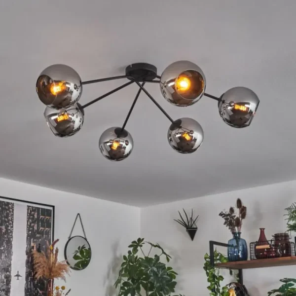 hofstein Plafonnier - Verre 15 cm Koyoto Chrome, 6 lumières* Lampes En Verre