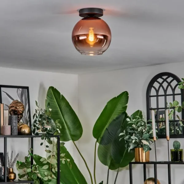 hofstein Plafonnier - Verre 20 cm Koyoto Clair, Cuivré, 1 lumière* Lampes En Verre