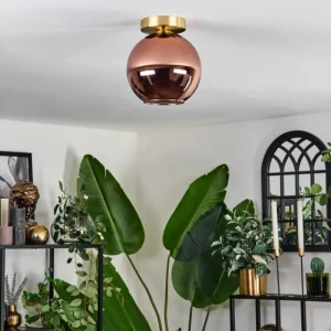 hofstein Plafonnier - Verre 20 cm Koyoto Or, Noir, 1 lumière* Lampes En Verre