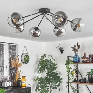 hofstein Plafonnier - Verre 15 cm Koyoto Chrome, Clair, 6 lumières* Lampes En Verre