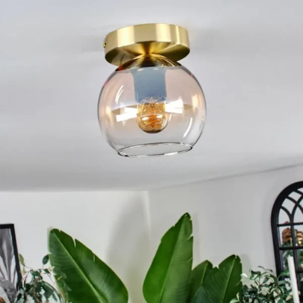 hofstein Plafonnier - Verre 15 cm Koyoto Ambre, Clair, 1 lumière* Lampes En Verre