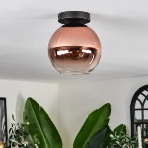 hofstein Plafonnier - Verre 20 cm Koyoto Clair, Cuivré, 1 lumière* Lampes En Verre