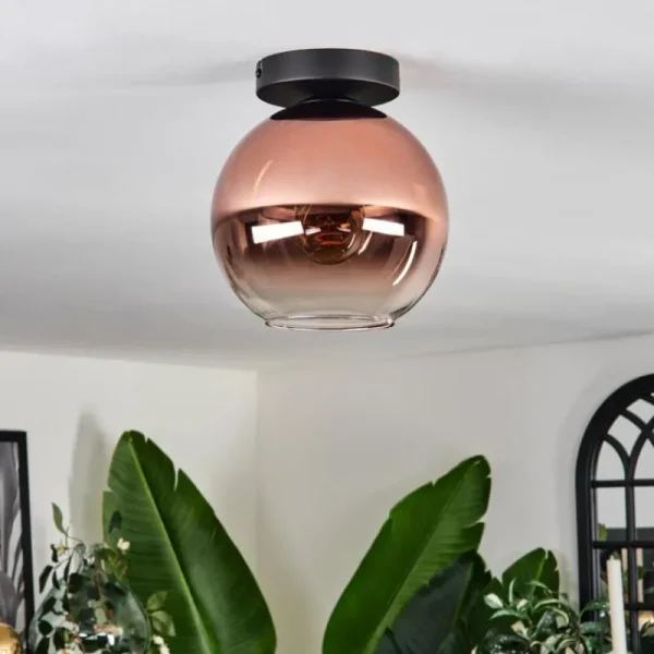 hofstein Plafonnier - Verre 20 cm Koyoto Clair, Cuivré, 1 lumière* Lampes En Verre