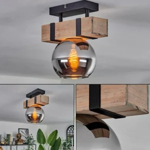hofstein Plafonnier - Verre 15 cm Montgomery Écru, Noir, 1 lumière* Lampes Modernes