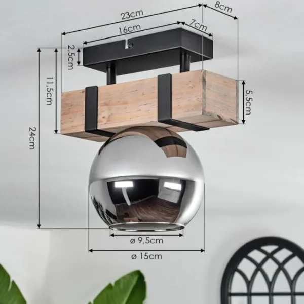 hofstein Plafonnier - Verre 15 cm Montgomery Écru, Noir, 1 lumière* Lampes Modernes