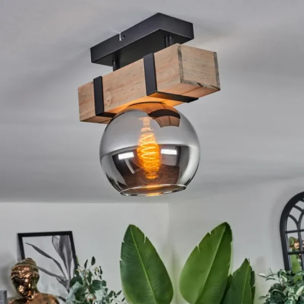 hofstein Plafonnier - Verre 15 cm Montgomery Écru, Noir, 1 lumière* Lampes Modernes