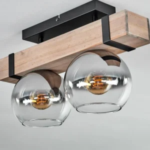 hofstein Plafonnier - Verre 15 cm Montgomery Écru, Noir, 2 lumières* Lampes Modernes