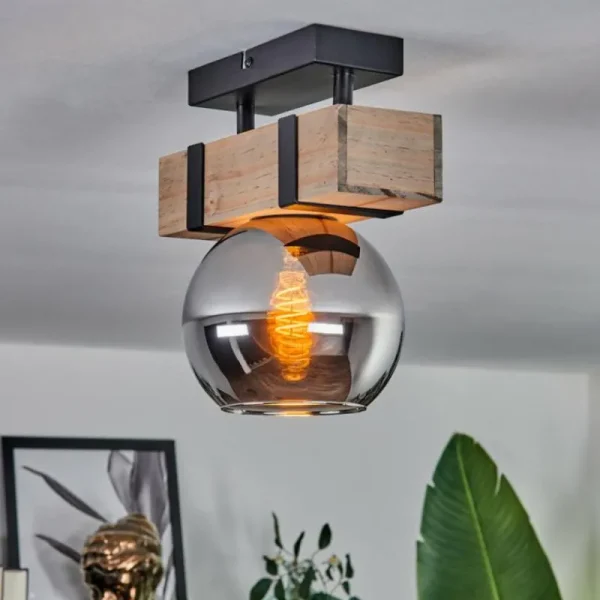 hofstein Plafonnier - Verre 15 cm Montgomery Écru, Noir, 1 lumière* Lampes Modernes