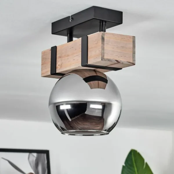 hofstein Plafonnier - Verre 15 cm Montgomery Écru, Noir, 1 lumière* Lampes Modernes