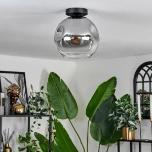 hofstein Plafonnier - Verre 25 cm Ripoll Clair, Fumé, 1 lumière* Lampes Modernes