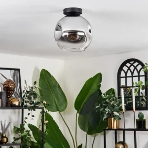 hofstein Plafonnier - Verre 25 cm Ripoll Chrome, Clair, 1 lumière* Lampes En Verre