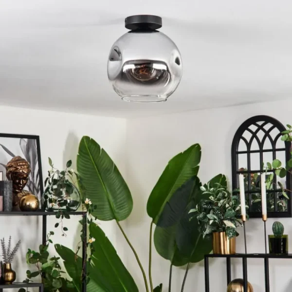 hofstein Plafonnier - Verre 25 cm Ripoll Chrome, Clair, 1 lumière* Lampes En Verre