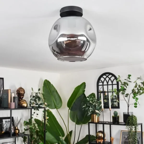 hofstein Plafonnier - Verre 25 cm Ripoll Fumé, 1 lumière* Lampes Modernes