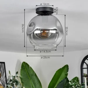 hofstein Plafonnier - Verre 25 cm Ripoll Clair, Fumé, 1 lumière* Lampes Modernes