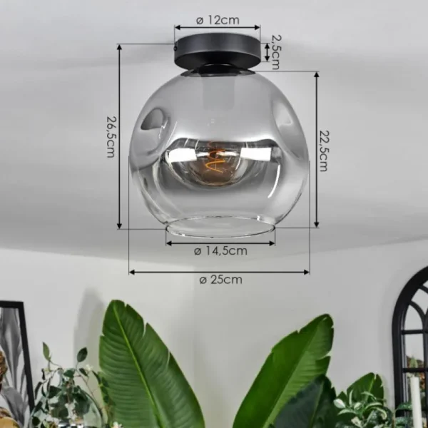 hofstein Plafonnier - Verre 25 cm Ripoll Clair, Fumé, 1 lumière* Lampes Modernes