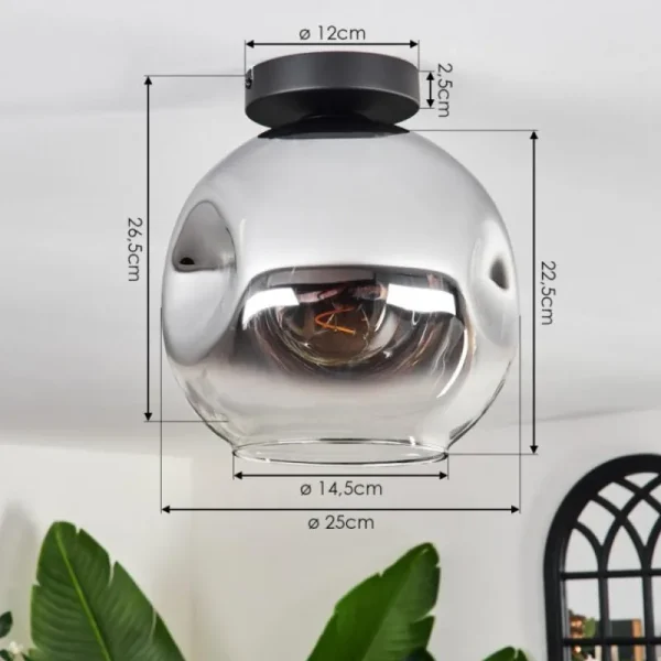 hofstein Plafonnier - Verre 25 cm Ripoll Chrome, Clair, 1 lumière* Lampes En Verre