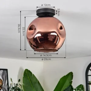 hofstein Plafonnier - Verre 25 cm Ripoll Cuivré, 1 lumière* Lampes En Verre