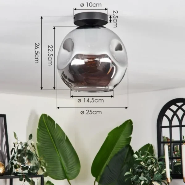 hofstein Plafonnier - Verre 25 cm Ripoll Fumé, 1 lumière* Lampes Modernes