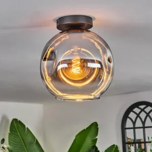 hofstein Plafonnier - Verre 25 cm Ripoll Chrome, Clair, 1 lumière* Lampes En Verre