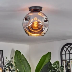 hofstein Plafonnier - Verre 25 cm Ripoll Chrome, 1 lumière* Lampes En Verre