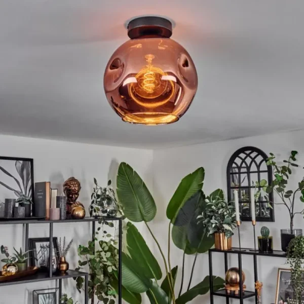 hofstein Plafonnier - Verre 25 cm Ripoll Cuivré, 1 lumière* Lampes En Verre