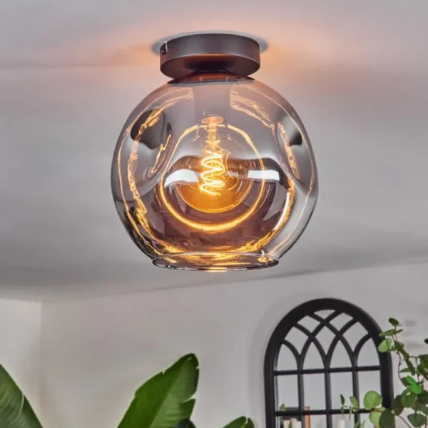 hofstein Plafonnier - Verre 25 cm Ripoll Fumé, 1 lumière* Lampes Modernes