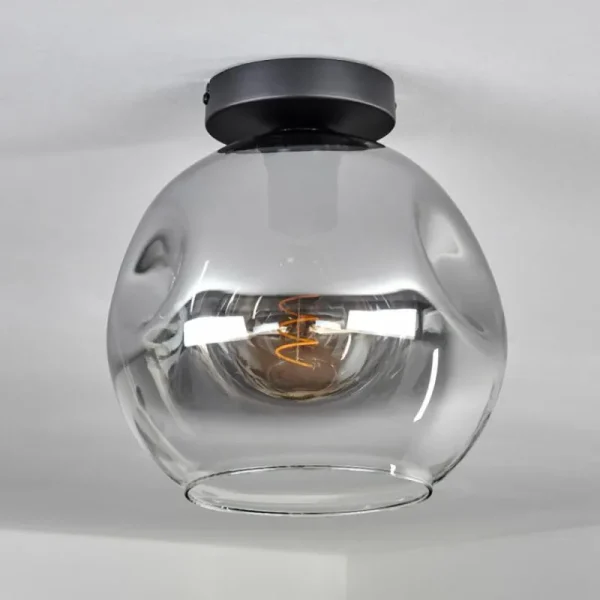 hofstein Plafonnier - Verre 25 cm Ripoll Clair, Fumé, 1 lumière* Lampes Modernes