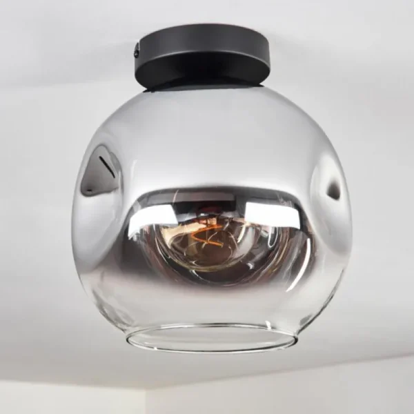 hofstein Plafonnier - Verre 25 cm Ripoll Chrome, Clair, 1 lumière* Lampes En Verre