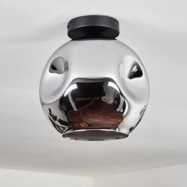 hofstein Plafonnier - Verre 25 cm Ripoll Chrome, 1 lumière* Lampes En Verre