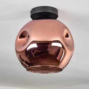 hofstein Plafonnier - Verre 25 cm Ripoll Cuivré, 1 lumière* Lampes En Verre