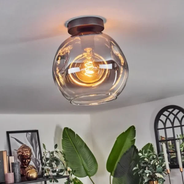 hofstein Plafonnier - Verre 25 cm Ripoll Clair, Fumé, 1 lumière* Lampes Modernes