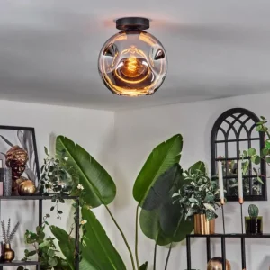 hofstein Plafonnier - Verre 25 cm Ripoll Chrome, 1 lumière* Lampes En Verre