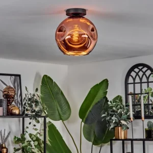 hofstein Plafonnier - Verre 25 cm Ripoll Cuivré, 1 lumière* Lampes En Verre
