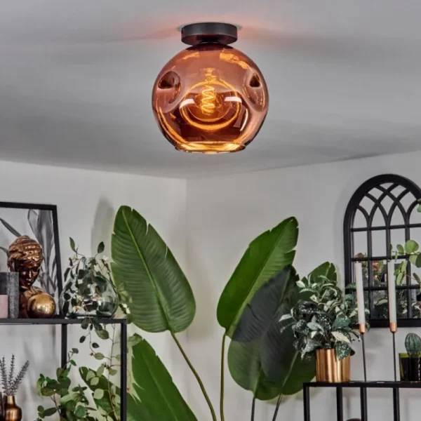 hofstein Plafonnier - Verre 25 cm Ripoll Cuivré, 1 lumière* Lampes En Verre